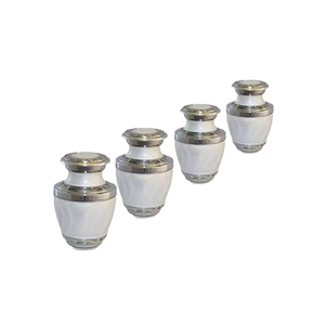 Urnes funéraires miniatures au design classique pour cendres humaines, en métal blanc nacre, petit récipient pour cendres, accessoires funéraires. - Product Image 1