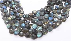 Perles de labradorite naturelle facettées en forme de cœur, 7-8 mm, bleu chatoyant, 8 pouces, pour la création de bijoux - Product Image 2