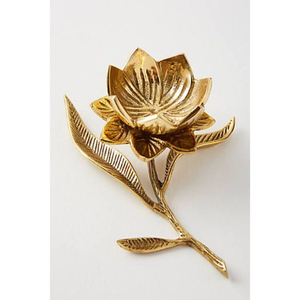 Elegantes tazones de lujo para servir comida, de aluminio fundido, con diseño de flores y hojas chapadas en oro de alta calidad, a un precio impresionante. - Product Image 1