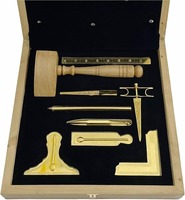 Ensemble d'outils maçonniques de taille standard, doré, brodé, en similicuir avec intérieur en velours noir, outils légers pour francs-maçons