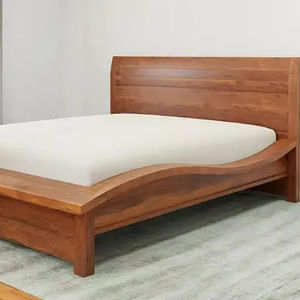 Lit en bois massif pour chambre à coucher, mobilier de luxe avec pied de lit, taille King, fait main, design haut de gamme, qualité supérieure. - Product Image 1