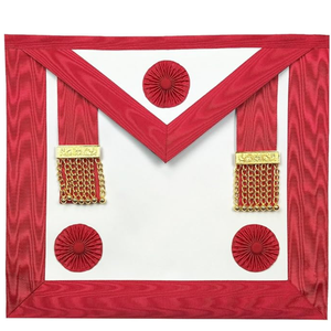 Red White Hand Embroidered Customized <b>Masonic</b> Apron Badge with Metal Fringe Chain Trim Square Pendant Regalia for Ceremony - Product Image 1