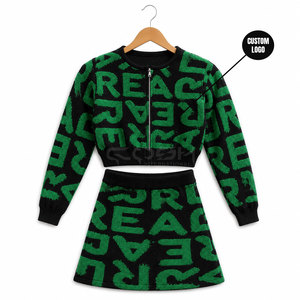 Ensemble jupe et cardigan grec en tricot avec fermeture éclair, imprimé lettres en acrylique et coton, OEM ODM, de la sororité Cosh International Sisterhood - Product Image 5