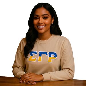 เสื้อสเวตเชิ้ตคอกลมพิมพ์ลายตัวอักษรสองสี Sigma Gamma Rho แบบสั่งทำพิเศษสำหรับชมรมนักศึกษากรีก ผลิตจากผ้าฝ้ายฟลีซ สวมใส่สบายๆ สไตล์สตรีทแฟชั่น - Product Image 1