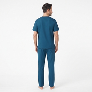 Tenue d'infirmier pour homme, haut et pantalon à manches courtes, col rabattu, bordure blanche, uniforme d'hôpital - Product Image 2