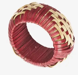 Anneaux de serviette en rotin tressé, modernes, luxueux, écologiques, faits à la main, pour les tables de dîner de fête (en stock) - Product Image 1