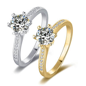 Bague de fiançailles classique en diamant taille brillant, or massif 18 carats plaqué rhodium, sertissage à griffes, bande pavée, certifiée IGI, bijoux unisexe - Product Image 3