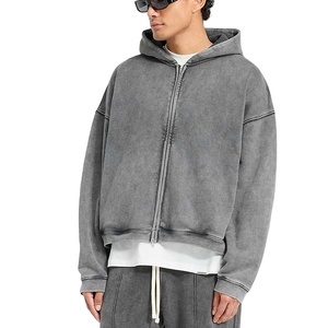 Fabricant de sweats à capuche personnalisés style streetwear, veste zippée vintage oversize en coton épais, vêtements à capuche - Product Image 1