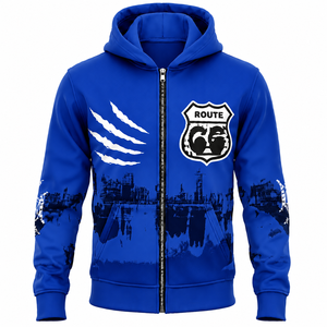 เสื้อฮู้ดซิปพิมพ์ลายดิจิตอลแบบกำหนดเอง IOTA SPORTS ขายส่ง ปักลาย ทรงโอเวอร์ไซส์ ไหล่ตก ผู้ชาย ผ้าฝ้าย 100% - Product Image 5