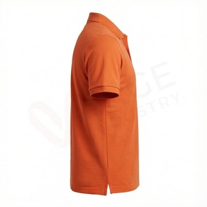 Chemise décontractée pour homme en piqué 100 % polyester bleu marine à manches courtes, respirante, infroissable, coupe classique, design tricoté uni - Product Image 3