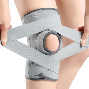 Genouillère de soutien croisée en néoprène épais, tendance, avec fermeture à boucle et rotule ouverte, unisexe, pour le sport et le soulagement de la douleur - Product Image 1