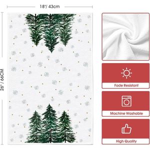 Green 18x26 Inch Farmhouse Christmas <b>Kitchen</b> Towels Xmas Tree <b>Ornament</b> Dish Towels Snowflake Winter Decoration for Cleaning - Product Image 2