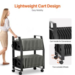 Stazione di Ricarica Portatile per 32 Dispositivi, Carrello Mobile per Laptop con Ruote, Adatto a Schermi fino a 15.6 Pollici - Product Image 5