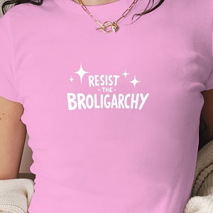 Camiseta corta de moda para mujer RESIST THE BROLIGARCHY - Product Image 4