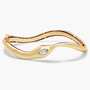 Snake Diamond <b>Bangle</b> <b>Bracelet</b> in Yellow Gold - Product Image 1