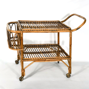 Stylish rattan food trolley mobile kitchen storage cart premium quality bar carts serving trolleys - Product Image 5