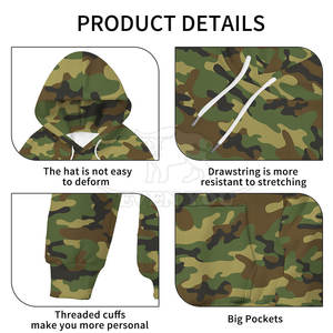 Sudadera con Capucha Moderna con Estampado de Camuflaje, Estilo Urbano, para Adolescentes, Unisex, Uso Diario - Product Image 4