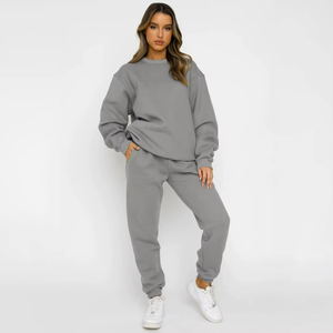 Ensemble sweat-shirt et pantalon en modal pour femme, style vintage uni, idéal pour les promenades nocturnes et les dîners romantiques - Product Image 2