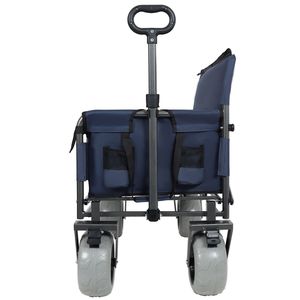 Carrello Pieghevole 3-in-1 Blu Scuro con Sedile, Capacità 227 kg, Pneumatici da Spiaggia 9"x4", per Campeggio e Spiaggia, Carrello da Campeggio di Alta Qualità - Product Image 5