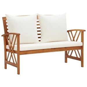 Ensemble de salon de jardin en bois d'acacia massif, blanc crème, de taille moyenne, durable et élégant - Product Image 5