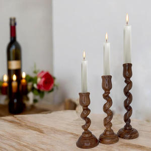 Juego de 3 Portavelas de Madera con Diseño Trenzado para Decoración del Hogar - Product Image 3