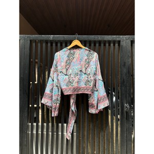 Blusa de seda estilo bohemio para mujer, con estampado paisley, cuello en V, manga ancha, corte holgado, para primavera/verano. - Product Image 6