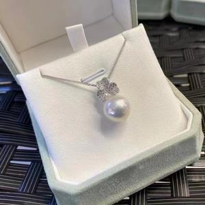 Collar Keshi de 9 mm con Luz Blanca Fría, Cadena de Plata Pura con Cierre, Textura Personalizada de Moda, Perla Keshi de Plata Pura - Product Image 2