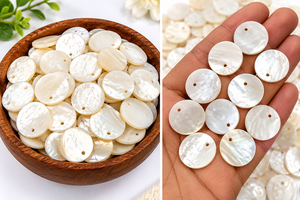 Perles en nacre naturelle blanche en gros, taille brillante, effet chromatique, certifiées par un tiers, pour la fabrication de bijoux ARTS JEWELS, 2 pièces - Product Image 3
