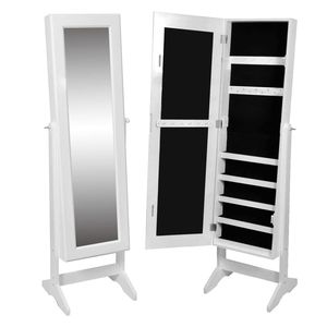 Armadio di gioielli bianchi autoportante con organizzatori a specchio - Product Image 2