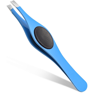 Factory Wholesale Stainless Steel Brow Tweezers Custom Label Slanted Tip Tweezers for <b>Hairs</b> Plucking Precision <b>Hair</b> <b>Removal</b> <b>Tool</b> - Product Image 6