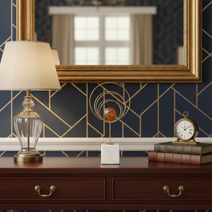 Escultura abstracta de esfera espiral de metal con base de mármol, centro de mesa artístico moderno para decoración del hogar, para sala de estar u oficina. - Product Image 1