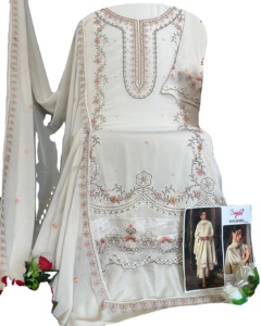 Georgette de diseñador Sajida con bordado pesado y traje pakistaní de trabajo Khatli - Product Image 1