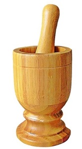 ครกไม้แบบดั้งเดิมพร้อมสากสำหรับบดสมุนไพรมาซาลาและกระเทียมสด - Product Image 6