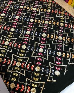 Tissu en velours doux de qualité supérieure avec broderie et travail de sequins jacquard pour robe de soirée de luxe et vêtements de cérémonie, matière tendance - Product Image 1