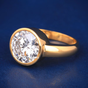 Anillo solitario único con diamante de corte redondo, chapado en oro, plata de ley 925, diamante moissanita, anillo de aspecto premium, anillo de la mejor calidad. - Product Image 3