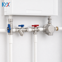 Kit de 4 vannes à boisseau sphérique droites en laiton PPR, avec filtre à eau et filtre à gaz, pour chaudière murale à gaz, pièces de plomberie de chauffage