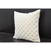 Housse de coussin carrée de luxe moderne en coton perlé et brodé de pierres pour la décoration intérieure, provenant d'Inde