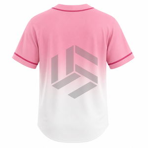 Camiseta de Béisbol Sublimada Personalizada, Talla Grande, Rosa y Blanca, Estampado Geométrico, Cuello en V, Botones, Manga Corta, Unisex, Transpirable, Deportiva - Product Image 3