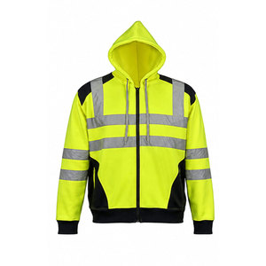 Sudadera con Capucha Reflectante LED Personalizada de Alta Visibilidad para Trabajo, Impermeable, de Forro Polar 100% Poliéster, Color Verde Construcción - Product Image 2