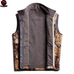 Gilet utilitaire softshell pour homme, col montant, fermeture éclair intégrale, plusieurs poches zippées, pour la chasse, la pêche, les voyages, coupe-vent - Product Image 2