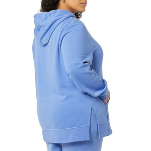 Sudadera con Capucha Azul Extra Grande, 100% Algodón, Felpa, Color Sólido, Diseño con Bolsillo, Casual, Manga Larga, Unisex, para Otoño - Product Image 3