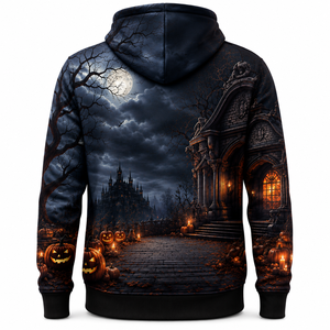 Sudadera con Capucha Gótica de Alta Calidad, Manga Larga, Diseño con Paneles, Antiencogimiento, Teñido Liso, Impresión Digital, Bloques de Color - Product Image 4
