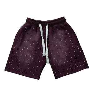 New Arrival Custom Design & Logo Vintage Canvas Rhinestone Anti Wrinkle Solid Casual Were <b>Velvet</b> <b>Short</b> - Product Image 2