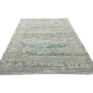 Tapis en pure laine noué à la main 10x14 pieds, motif floral traditionnel, tapis de transition pour la décoration de salon de luxe - Product Image 2