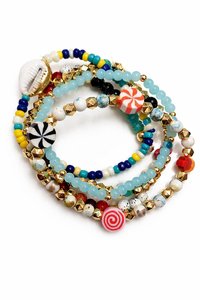 Women's Bohemia Beaded <b>Bracelet</b> Set with Shell Tassel Gold Plated Glass <b>Beads</b> Handmade Eco-Friendly Stackable Jewelry Gift - Product Image 5
