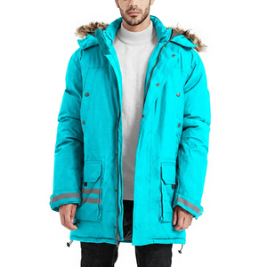 <b>Men's</b> <b>Long</b> Hooded <b>Jacket</b> With Fur Trim Windproof Thick Winter Casual Outerwear Polyester Wadding Zipper - Product Image 5