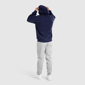 Nouveau design 2026 – Sweat à capuche bleu marine pour homme, coupe classique, en molleton de coton, couleur unie, avec poche avant – Vente en gros - Product Image 4