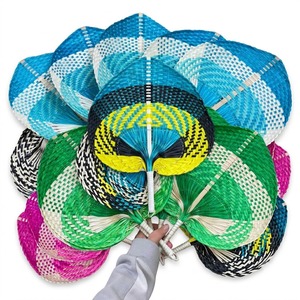 Éventail rond en bambou tressé à la main, style feuille de palmier, outil de refroidissement estival - Product Image 2