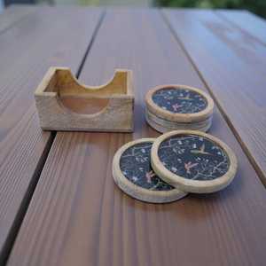 Wooden <b>Round</b> Coasters With Bird And Floral Design Traditional Chinese Style Reusable <b>Mats</b> For <b>Table</b> Decor By Universal Overseas - Product Image 1