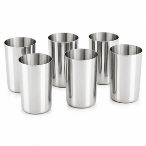 Verres à boire en acier inoxydable robuste, qualité alimentaire, incassables, gobelets en métal poli miroir argentés pour la maison et la table - Product Image 4